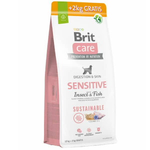 BRIT CARE DOG SENSITIVE INSECT & FISH sausā barība suņiem Kukaiņi, zivis 12kg+2kg